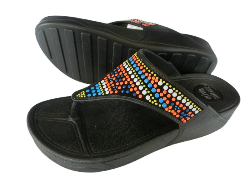 Fashion wedge lady Sandals decorations on the upper thong sandal